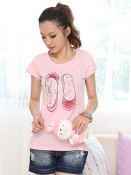 时尚玻璃鞋短袖T恤